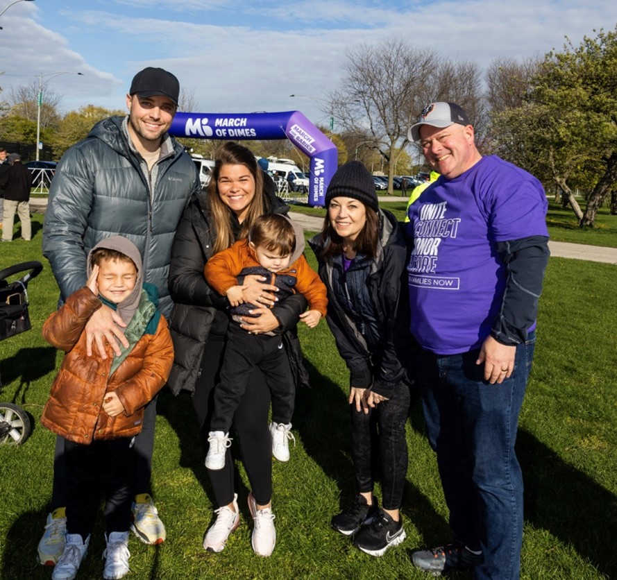 The family gathers for the 2023 March for Babies Walk near the  Chicago lakefront.