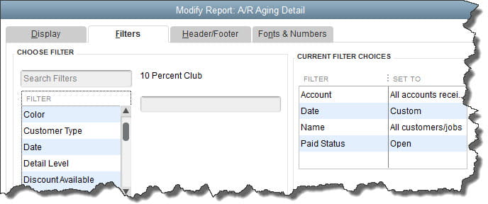 QuickBooks A/R Aging Detail