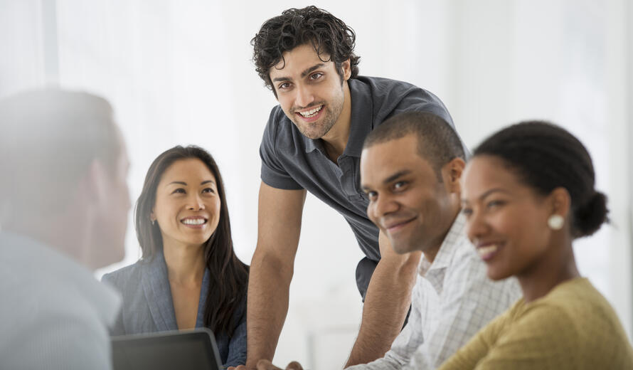 Employees in the meeting